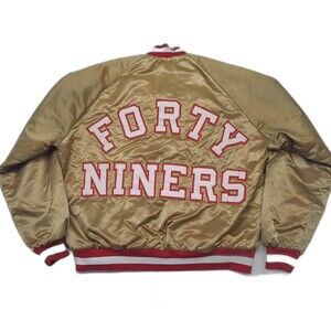 Vtg Chalkline San Francisco 49ers NFL Satin Bomber Jacket Arch Double Sided